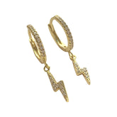 Lightning Bolt Sparkle Dangle Huggies