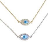 Sterling Silver Mother of Pearl Evil Eye Shaped Bracelet