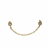 Teardrop Bezel Double Chain Stud Earrings