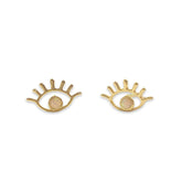 Evil Eye White Opal Lash Earrings
