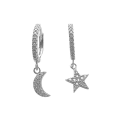 Moon Star Sparkle Charm Huggies