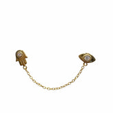 Evil Eye Hamsa Double Chain Stud Earrings
