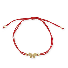 Butterfly Sparkle Pave Red Thread Bracelet
