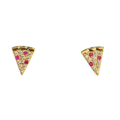 Sterling Silver Pepperoni Pizza Studs