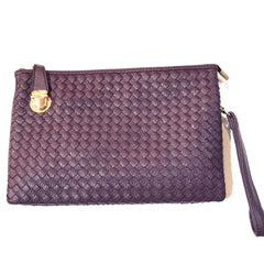 Michelle Buckle Basket Woven Clutch Crossbody Handbag