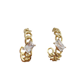 Chain Link Baguette Hoop Earrings