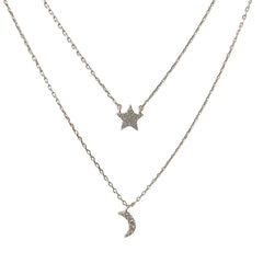Layered Moon Star Necklace
