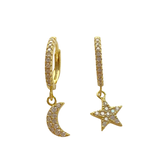 Moon Star Sparkle Charm Huggies
