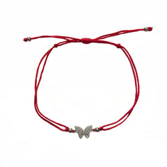 Butterfly Sparkle Pave Red Thread Bracelet