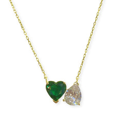 Adriene Birthstone Heart Duo Necklace
