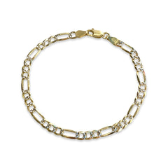 Two Tone Figaro Chain 5mm 7” Thick Bracelet