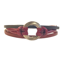Karen Metal Disc Leather Bracelet
