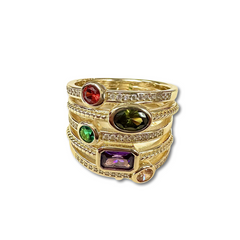 Dyana Geometric Stacked Statement Ring