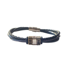 Braided Leather Chain Bolt Magnetic Bracelet