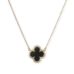 Flora Sparkle Onyx Large Necklace
