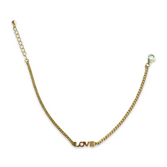 Love Block Script Cuban Chain Bracelet