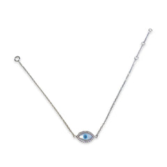 Sterling Silver Mother of Pearl Evil Eye Shaped Bracelet