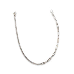 Amy Mixed Media Paperclip Link Tennis Anklet