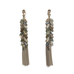 Sparkle Leaves Tassel Statement Earrings