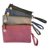 Michelle Buckle Basket Woven Clutch Crossbody Handbag