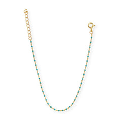 Sterling Silver Color Beaded Enamel Chain Bracelet