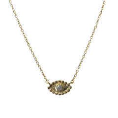 Evil Eye Dotted Bezel Necklace