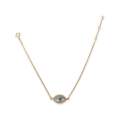 Sterling Silver Mother of Pearl Evil Eye Shaped Bracelet