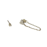 Heart Chain Unbalanced Stud Silver Set