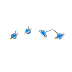 Opaline Blue Opal Saturn Earrings