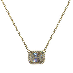 Amy East West Baguette Halo Necklace