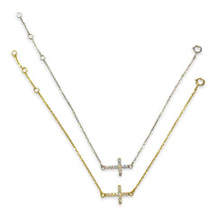 Small Sideways Cross Sparkle Bracelet