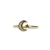 Opaline Moon & Star White Opal Ring