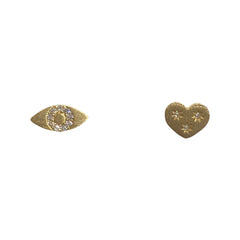 Kory Heart Eyes Brass Studs