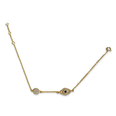 Evil Eye Round Disc Bracelet