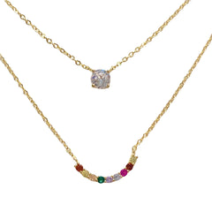 Barbara Layered Rainbow Horse Shoe Bezel Necklace