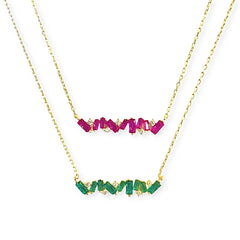 Barbara Baguette Birthstone Cluster Bar Necklace