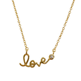 Amore Small Love Cursive Script Bezel Necklace