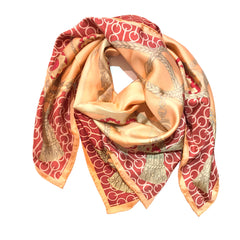 Orange Red Large Silk Scarf