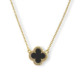 Flora Sparkle Onyx Small Necklace
