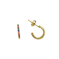 Mini Pave Half Hoop Huggie Earrings