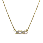 XOXO Pave Block Script Necklace