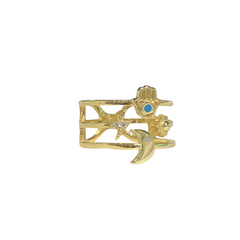 Spiritual Protection Hamsa Moon Ring