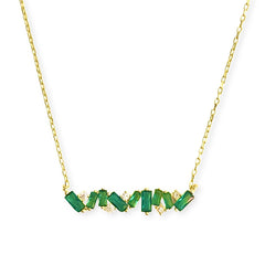 Barbara Baguette Birthstone Cluster Bar Necklace