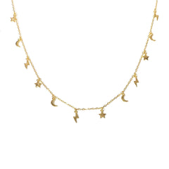 Star Moon Lightning Charm Choker