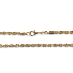 18K Gold Filled Rope Twist 4mm Chain Necklace