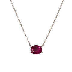 Brass Oval Birthstone Prong Necklace