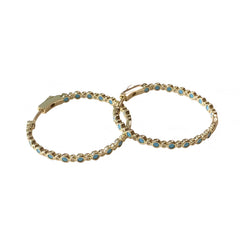 Turquoise Sparkle Bezel French Clasp Hoops