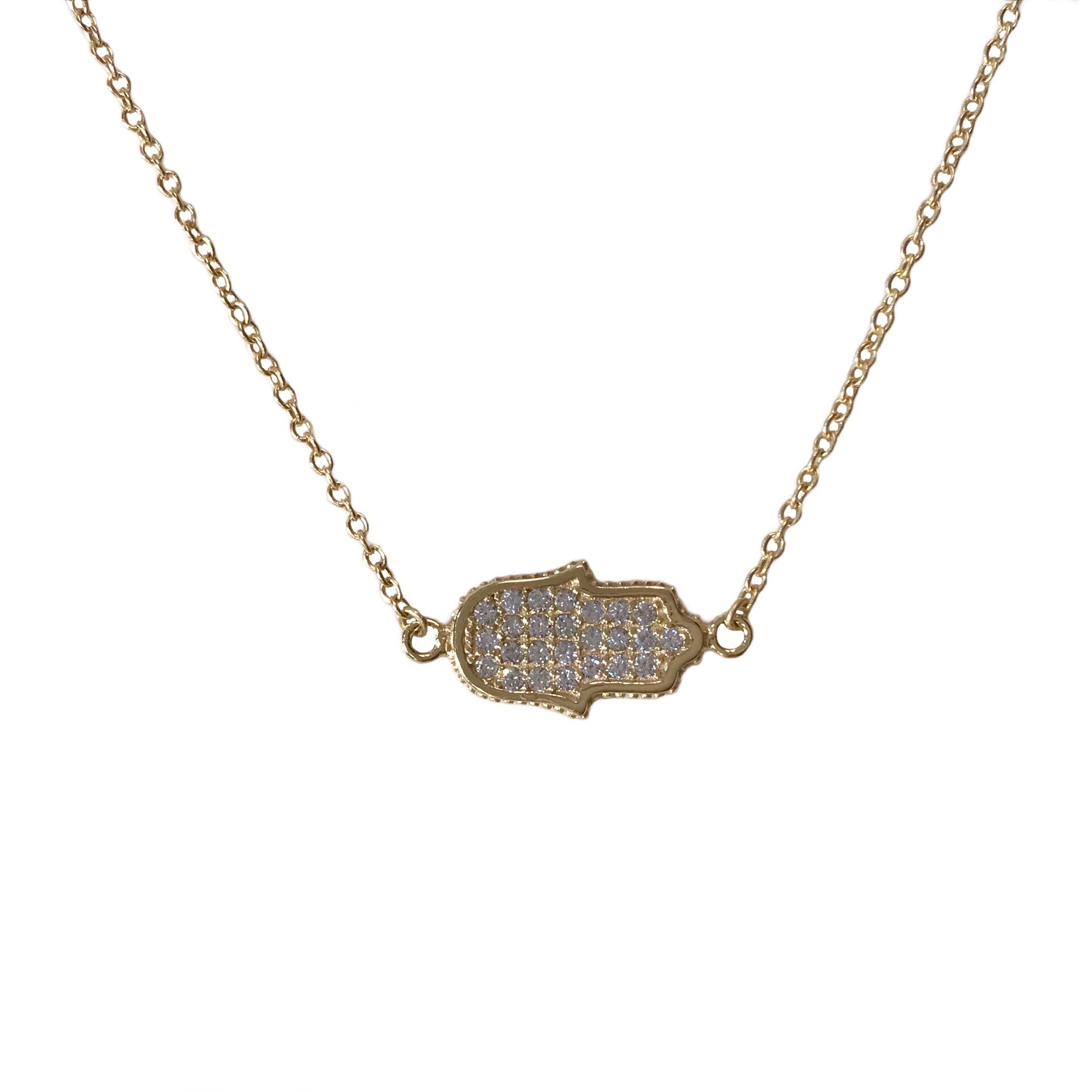 Hamsa Sideways Necklace Gold