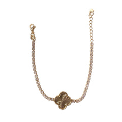 Gold Filled Ridged Flora Tennis Bracelet