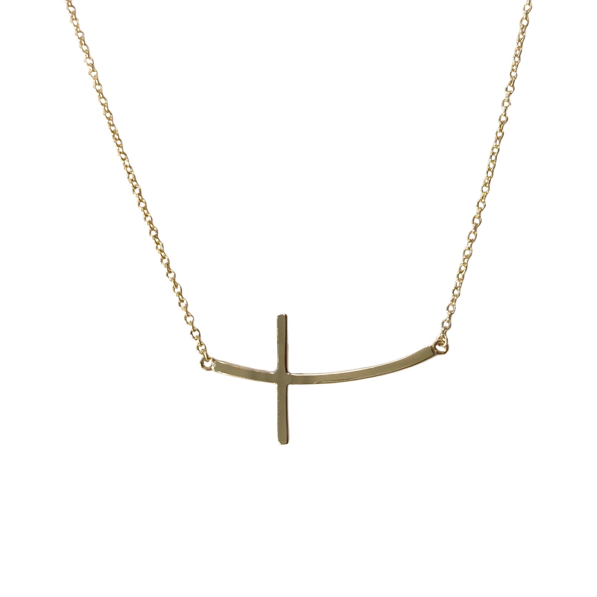 Sideways Slanted Cross Necklace